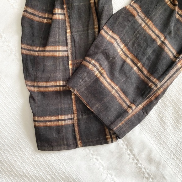 ISABEL MARANT ETOILE MUTED BLACK RED WHITE PLAID FAUX WRAP LONG SLEEVE DRESS - Picture 7 of 8